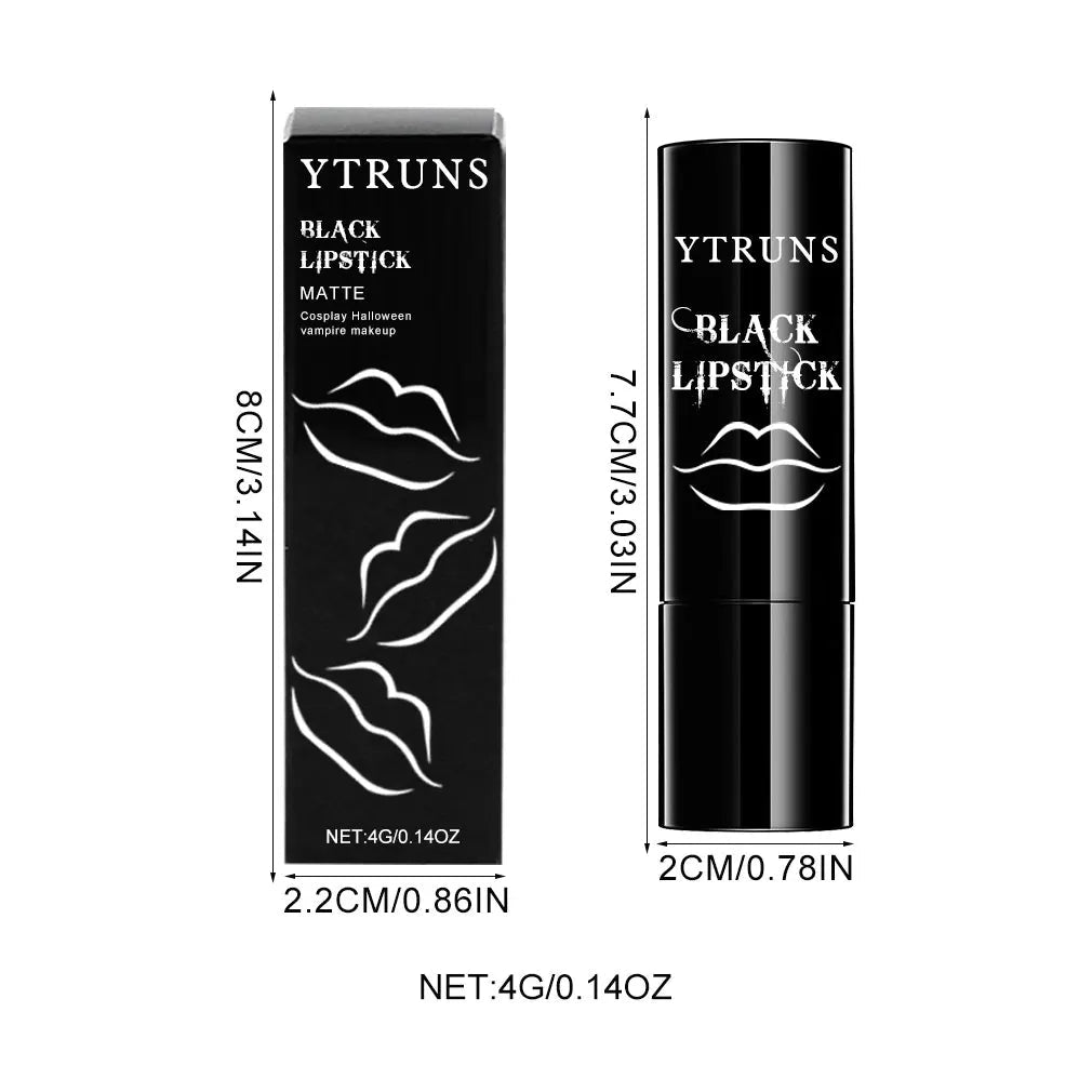 Matte Black Lipstick — Long - Lasting Waterproof Gothic Dark Lip Color for Party & Halloween Cosplay - Mzunye