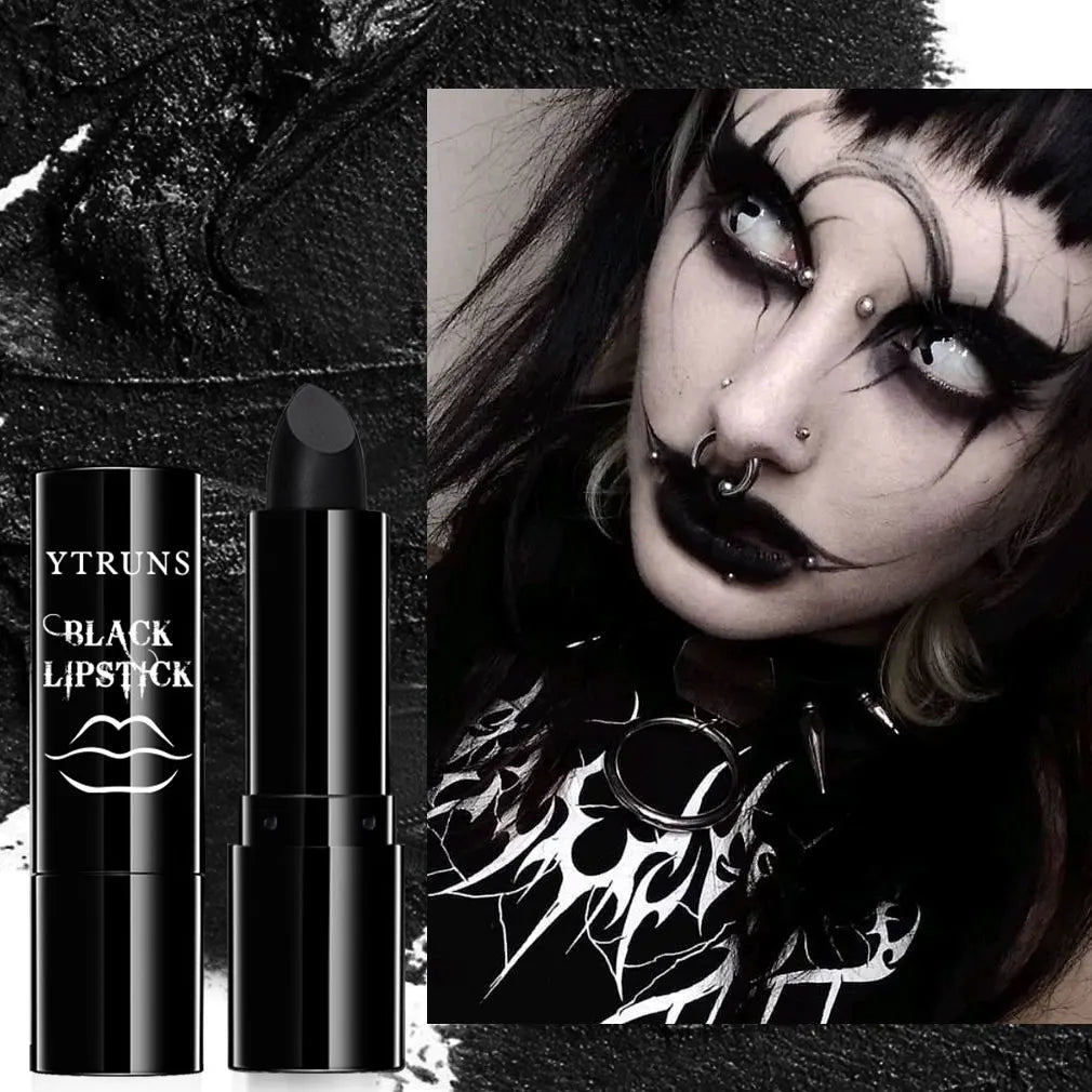 Matte Black Lipstick — Long - Lasting Waterproof Gothic Dark Lip Color for Party & Halloween Cosplay - Mzunye