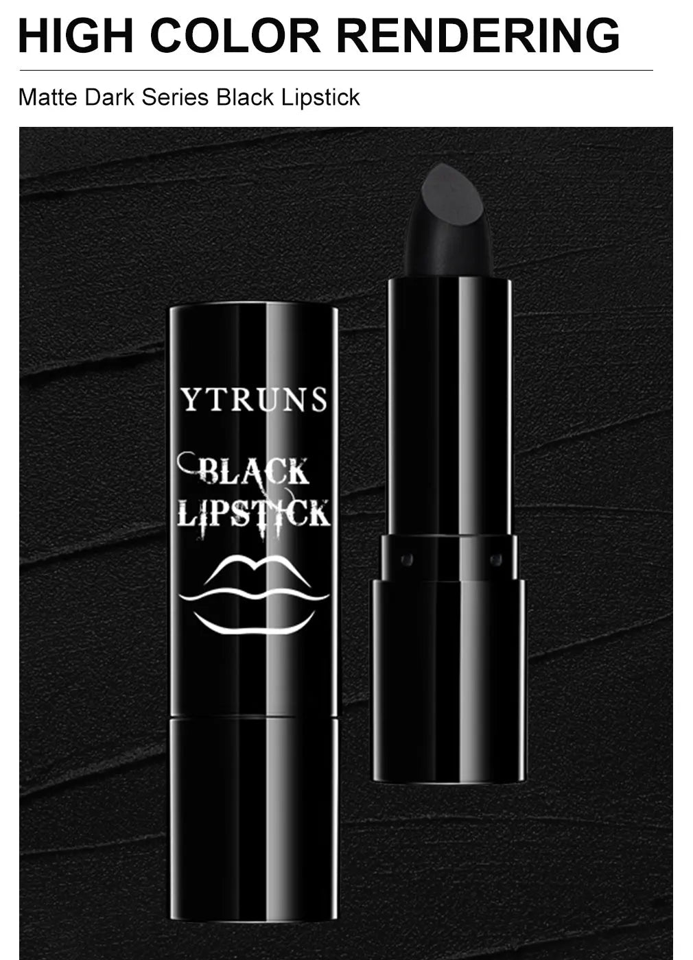 Matte Black Lipstick — Long - Lasting Waterproof Gothic Dark Lip Color for Party & Halloween Cosplay - Mzunye
