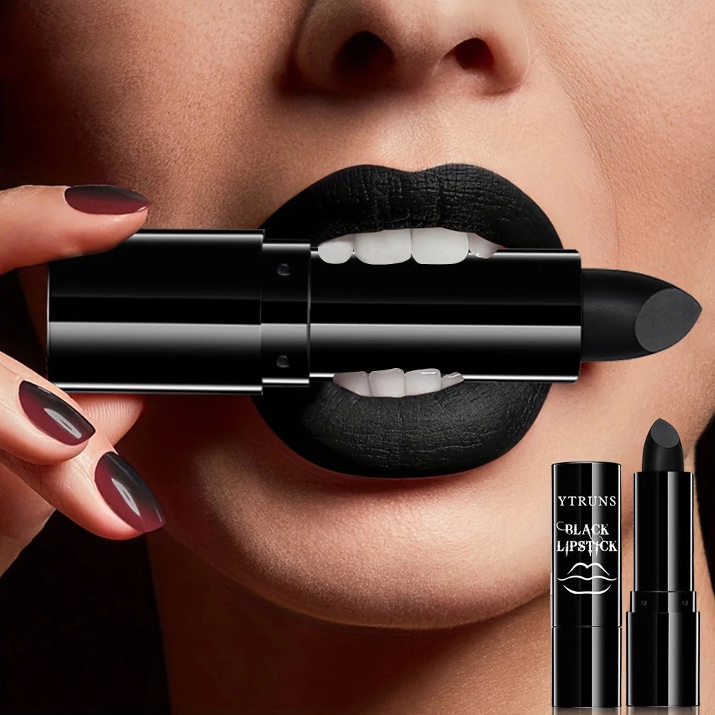 Matte Black Lipstick — Long - Lasting Waterproof Gothic Dark Lip Color for Party & Halloween Cosplay - Mzunye