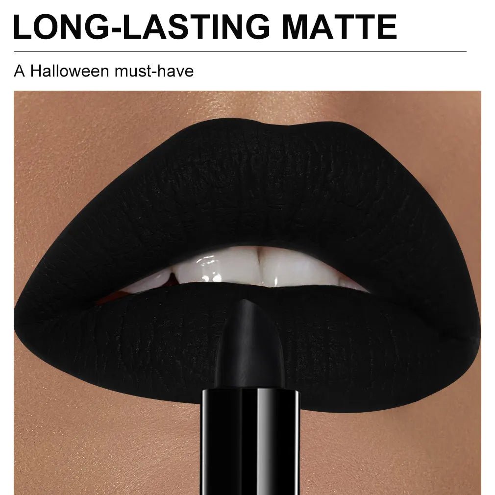 Matte Black Lipstick — Long - Lasting Waterproof Gothic Dark Lip Color for Party & Halloween Cosplay - Mzunye