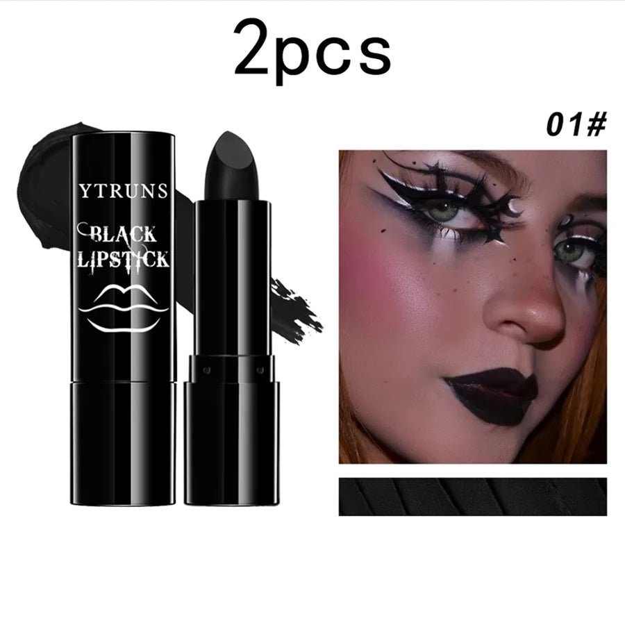 Matte Black Lipstick — Long - Lasting Waterproof Gothic Dark Lip Color for Party & Halloween Cosplay - Mzunye