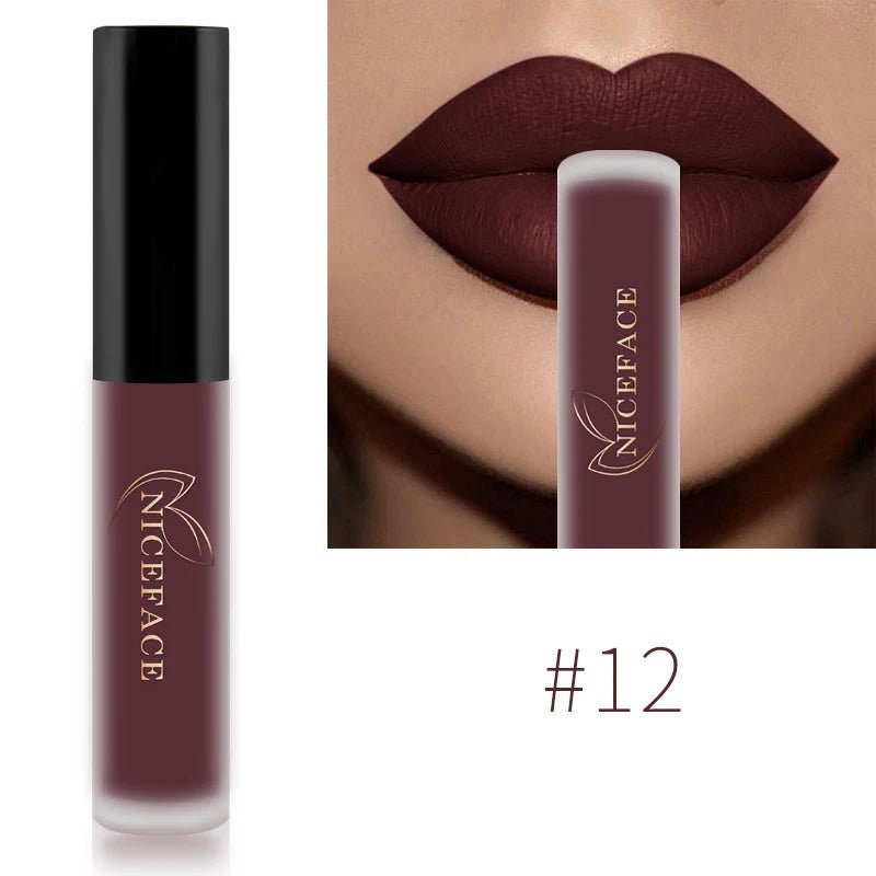 Matte Liquid Lipstick — Waterproof Long - Lasting Red Beige Purple Metallic Lip Gloss in 23 Shades - Mzunye