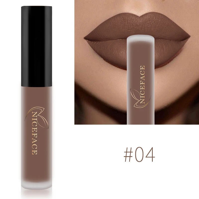 Matte Liquid Lipstick — Waterproof Long - Lasting Red Beige Purple Metallic Lip Gloss in 23 Shades - Mzunye