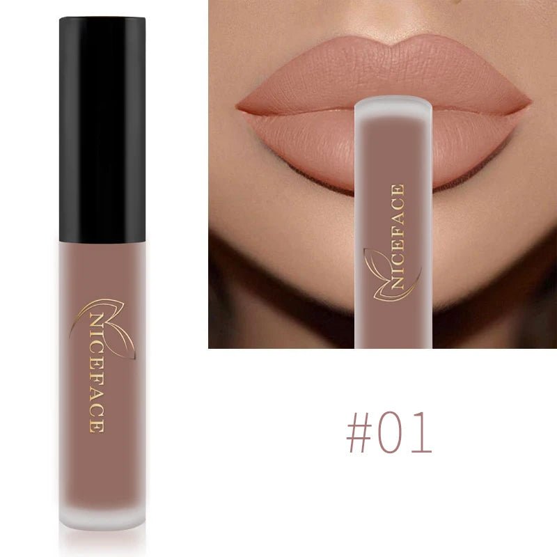Matte Liquid Lipstick — Waterproof Long - Lasting Red Beige Purple Metallic Lip Gloss in 23 Shades - Mzunye