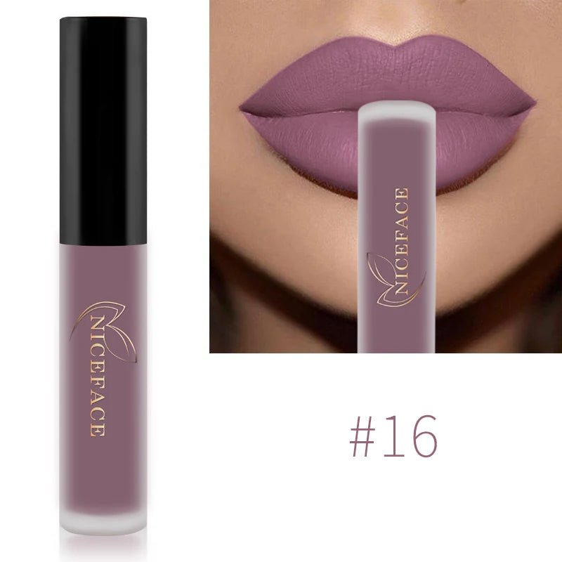 Matte Liquid Lipstick — Waterproof Long - Lasting Red Beige Purple Metallic Lip Gloss in 23 Shades - Mzunye