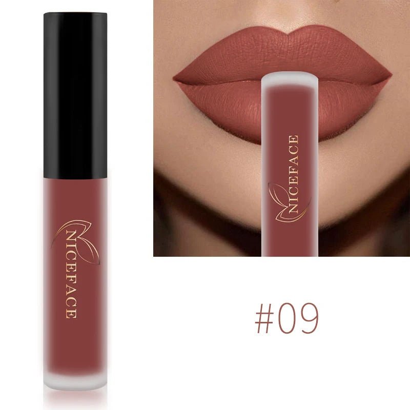 Matte Liquid Lipstick — Waterproof Long - Lasting Red Beige Purple Metallic Lip Gloss in 23 Shades - Mzunye
