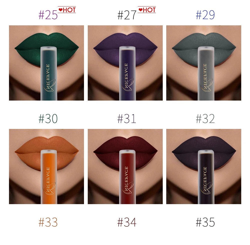 Matte Liquid Lipstick — Waterproof Long - Lasting Red Beige Purple Metallic Lip Gloss in 23 Shades - Mzunye