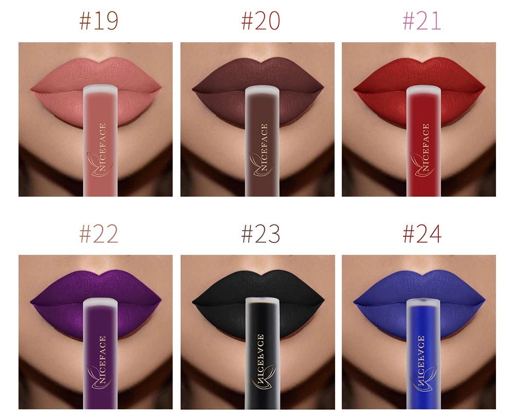 Matte Liquid Lipstick — Waterproof Long - Lasting Red Beige Purple Metallic Lip Gloss in 23 Shades - Mzunye
