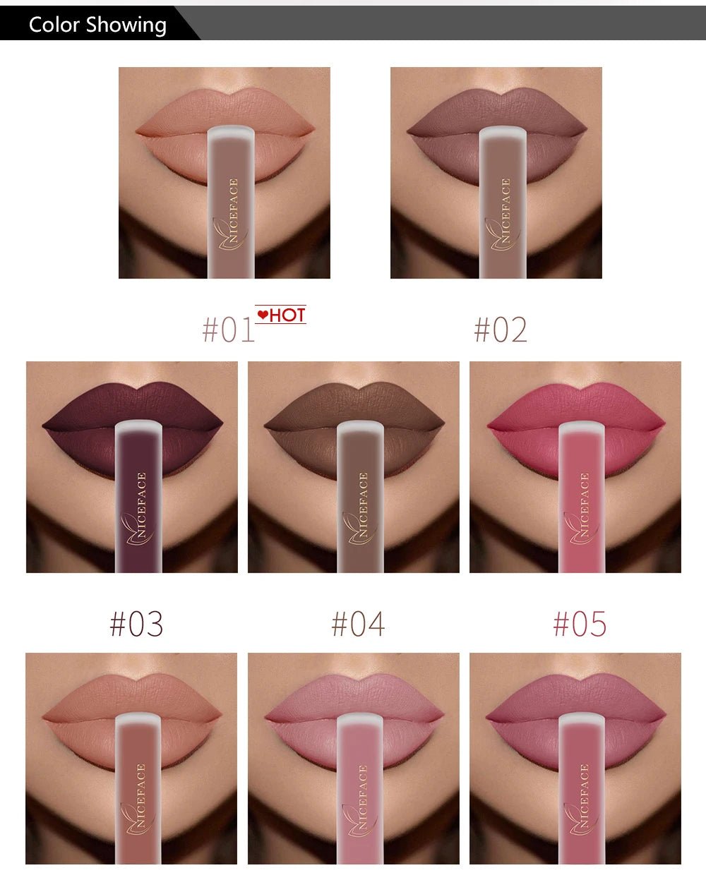 Matte Liquid Lipstick — Waterproof Long - Lasting Red Beige Purple Metallic Lip Gloss in 23 Shades - Mzunye