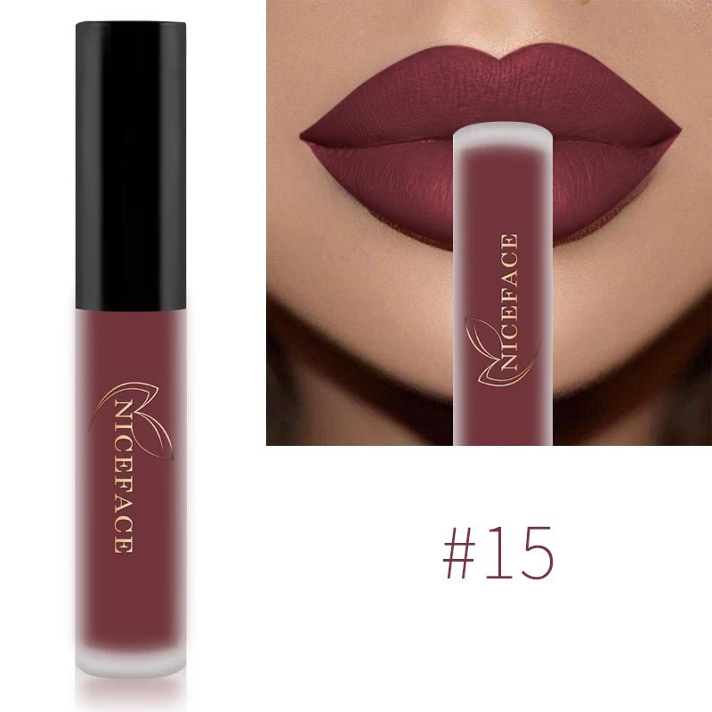 Matte Liquid Lipstick — Waterproof Long - Lasting Red Beige Purple Metallic Lip Gloss in 23 Shades - Mzunye