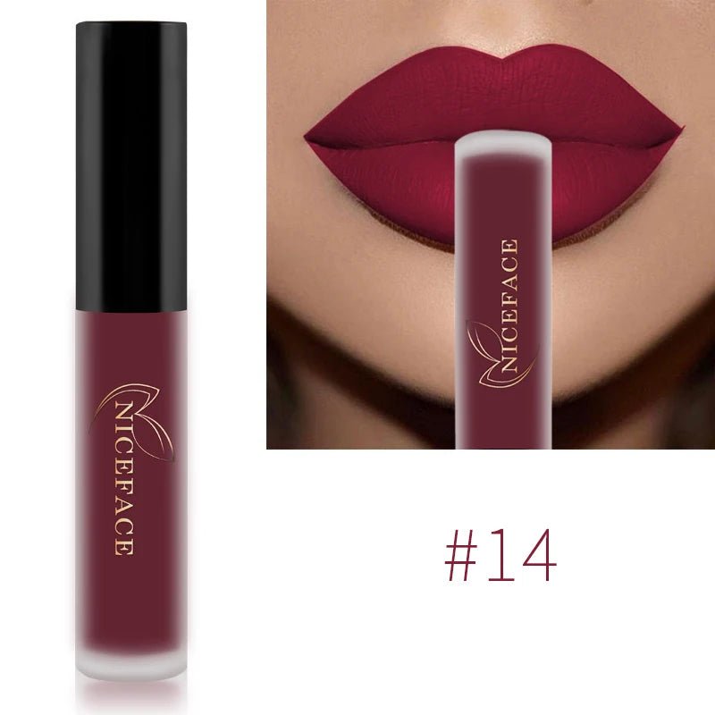 Matte Liquid Lipstick — Waterproof Long - Lasting Red Beige Purple Metallic Lip Gloss in 23 Shades - Mzunye