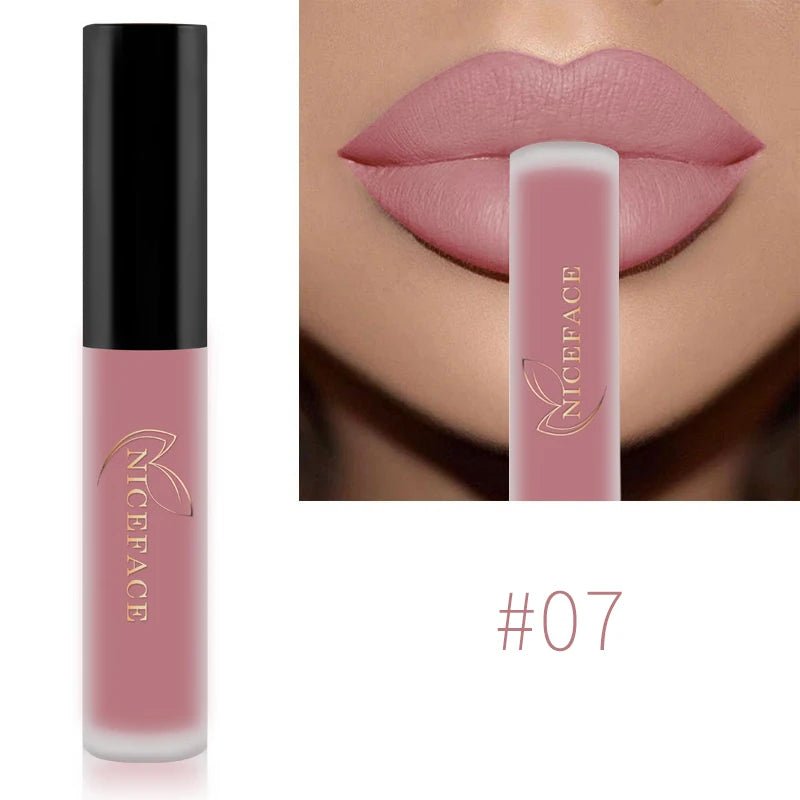 Matte Liquid Lipstick — Waterproof Long - Lasting Red Beige Purple Metallic Lip Gloss in 23 Shades - Mzunye
