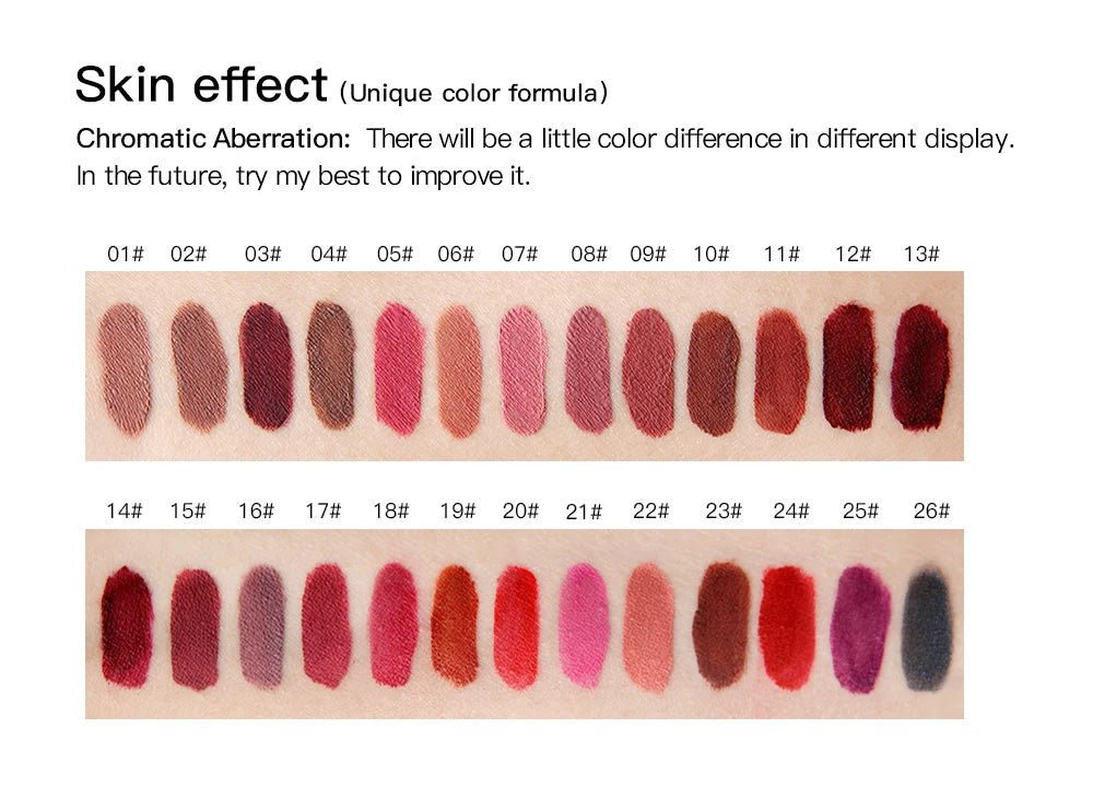 Matte Liquid Lipstick — Waterproof Long - Lasting Red Beige Purple Metallic Lip Gloss in 23 Shades - Mzunye