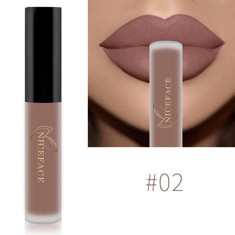 Matte Liquid Lipstick — Waterproof Long - Lasting Red Beige Purple Metallic Lip Gloss in 23 Shades - Mzunye