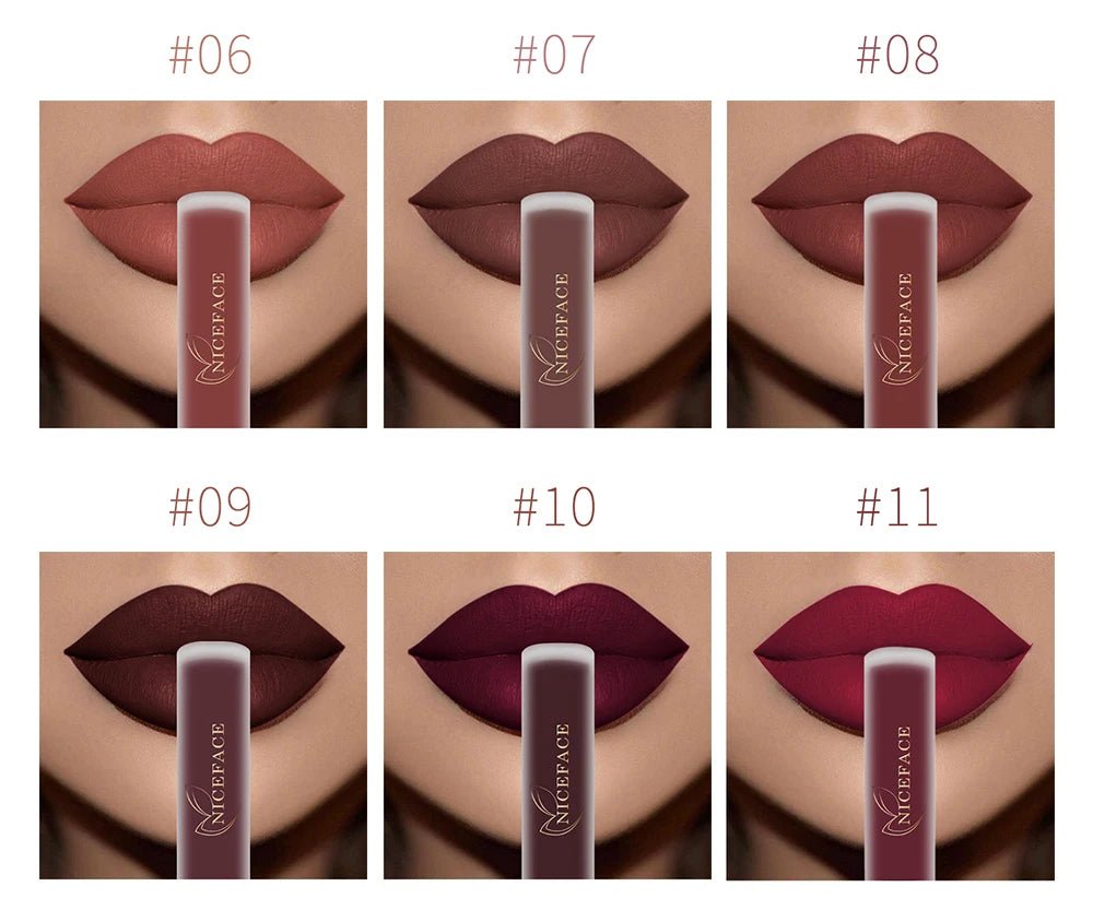 Matte Liquid Lipstick — Waterproof Long - Lasting Red Beige Purple Metallic Lip Gloss in 23 Shades - Mzunye