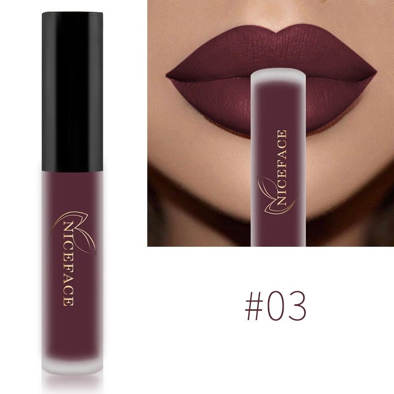 Matte Liquid Lipstick — Waterproof Long - Lasting Red Beige Purple Metallic Lip Gloss in 23 Shades - Mzunye