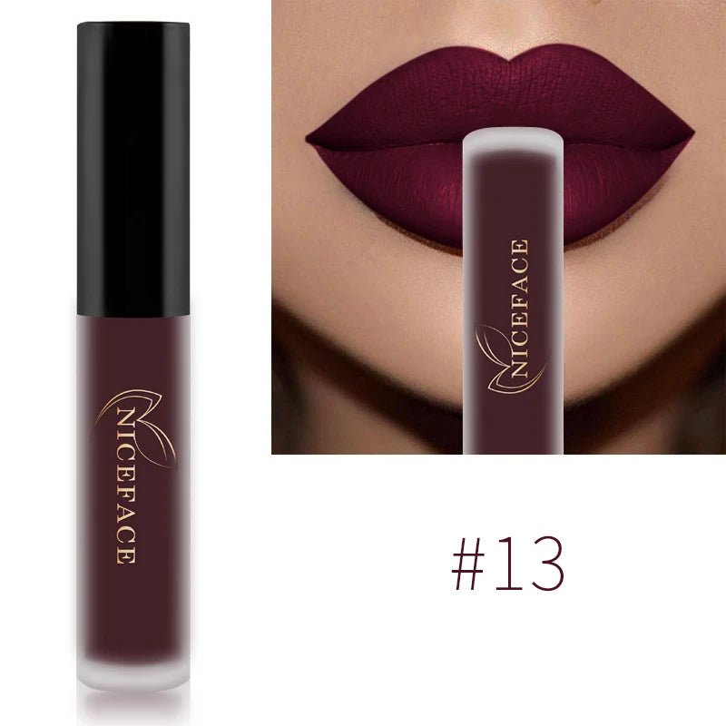 Matte Liquid Lipstick — Waterproof Long - Lasting Red Beige Purple Metallic Lip Gloss in 23 Shades - Mzunye