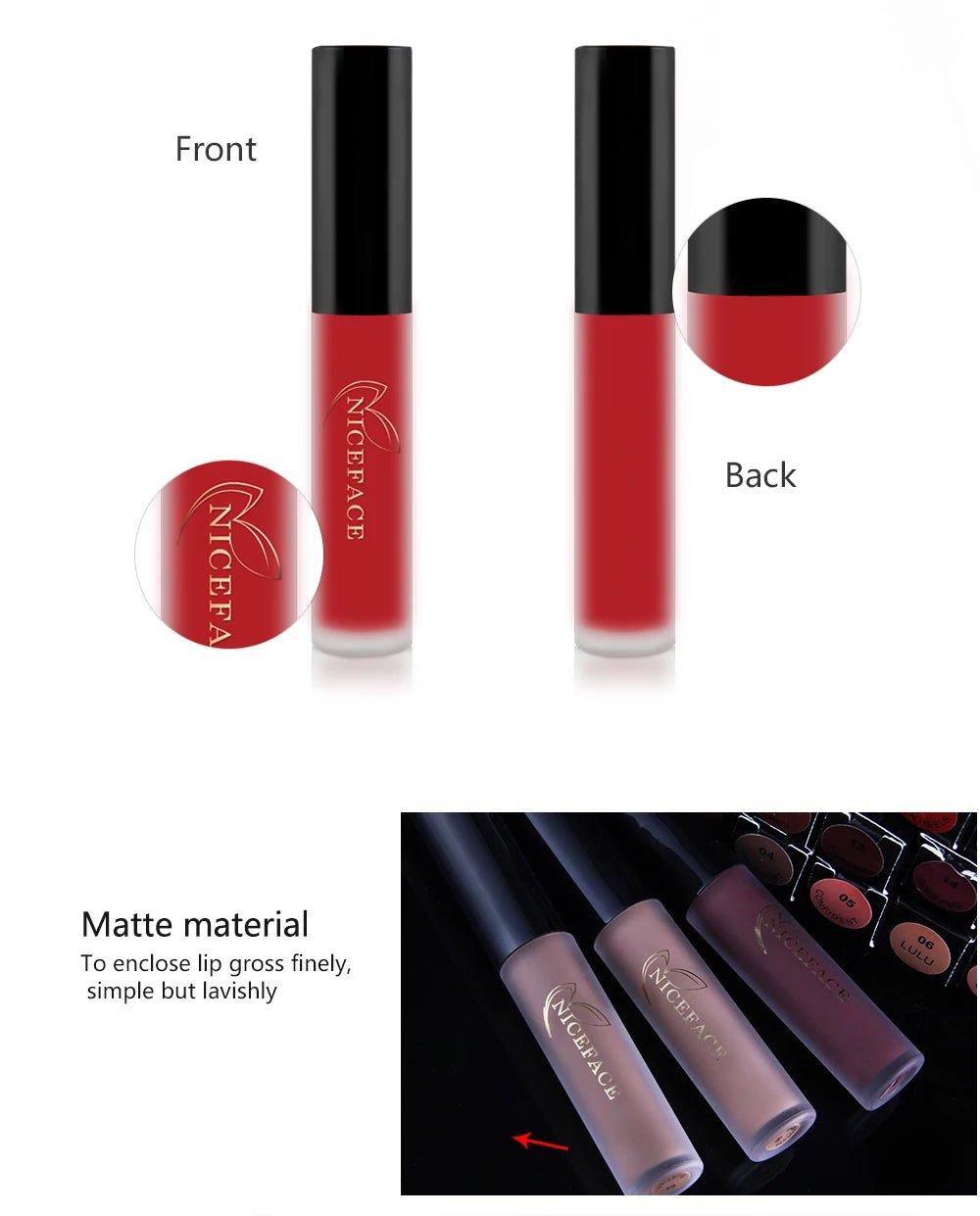 Matte Liquid Lipstick — Waterproof Long - Lasting Red Beige Purple Metallic Lip Gloss in 23 Shades - Mzunye