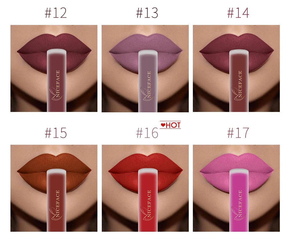 Matte Liquid Lipstick — Waterproof Long - Lasting Red Beige Purple Metallic Lip Gloss in 23 Shades - Mzunye
