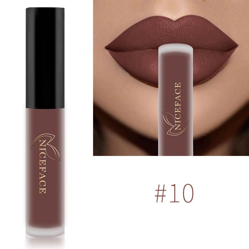 Matte Liquid Lipstick — Waterproof Long - Lasting Red Beige Purple Metallic Lip Gloss in 23 Shades - Mzunye