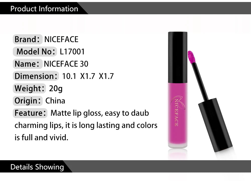 Matte Liquid Lipstick — Waterproof Long - Lasting Red Beige Purple Metallic Lip Gloss in 23 Shades - Mzunye