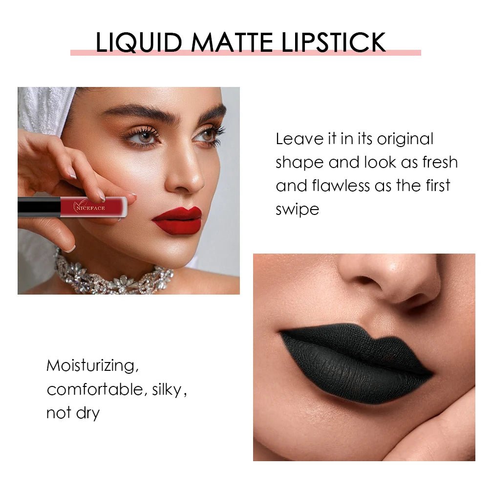 Matte Liquid Lipstick — Waterproof Long - Lasting Red Beige Purple Metallic Lip Gloss in 23 Shades - Mzunye