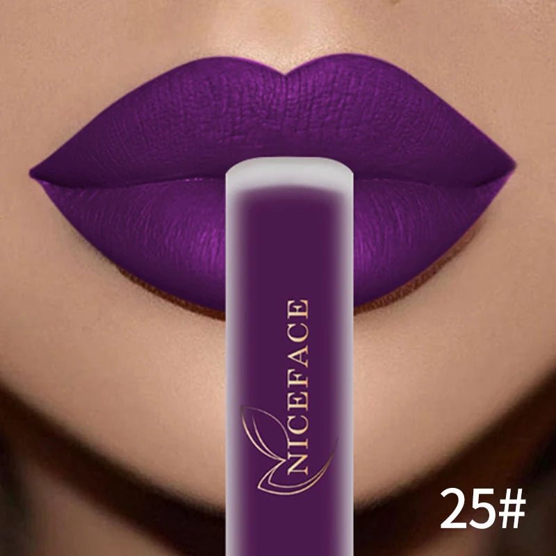 Matte Liquid Lipstick — Waterproof Long - Lasting Red Beige Purple Metallic Lip Gloss in 23 Shades - Mzunye