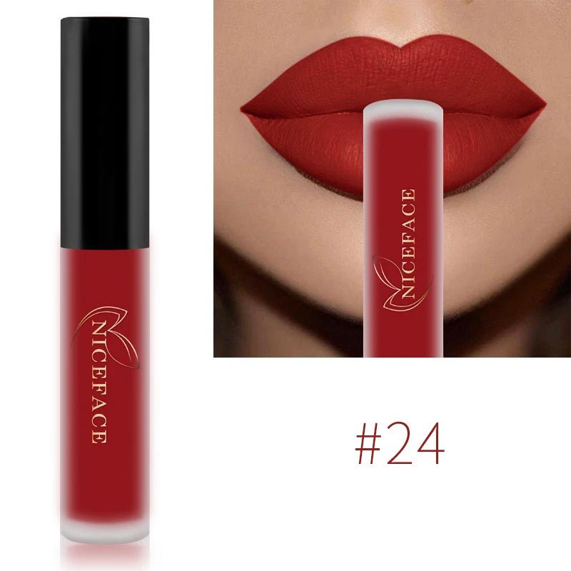 Matte Liquid Lipstick — Waterproof Long - Lasting Red Beige Purple Metallic Lip Gloss in 23 Shades - Mzunye