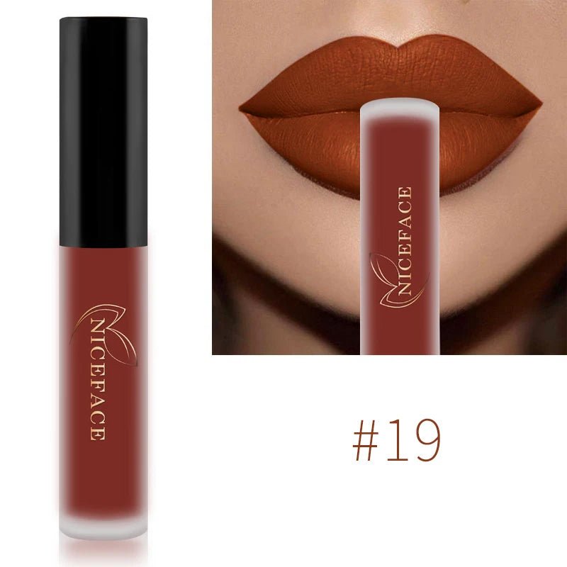 Matte Liquid Lipstick — Waterproof Long - Lasting Red Beige Purple Metallic Lip Gloss in 23 Shades - Mzunye