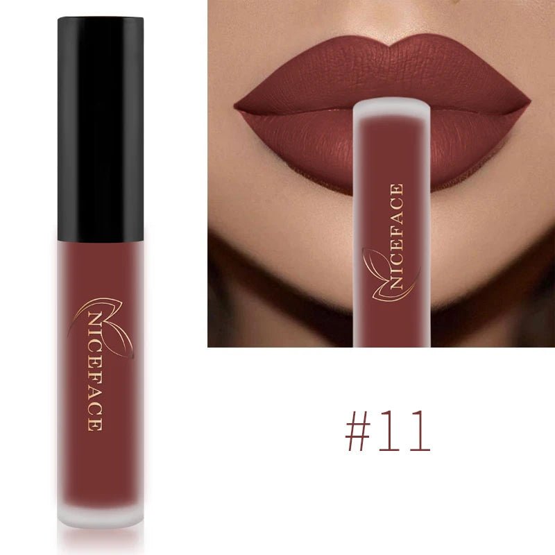 Matte Liquid Lipstick — Waterproof Long - Lasting Red Beige Purple Metallic Lip Gloss in 23 Shades - Mzunye