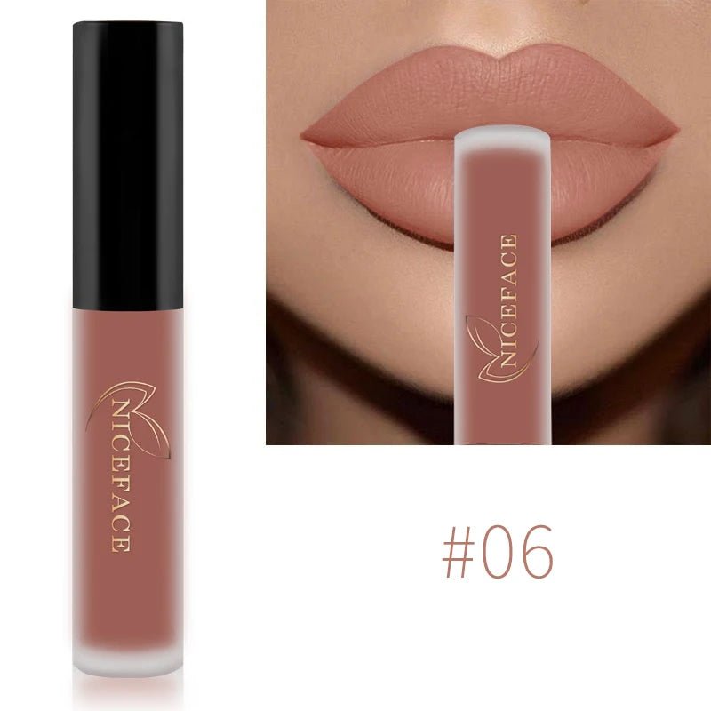 Matte Liquid Lipstick — Waterproof Long - Lasting Red Beige Purple Metallic Lip Gloss in 23 Shades - Mzunye