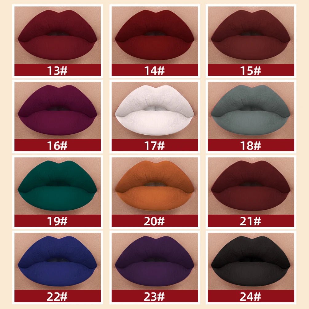 Matte Liquid Lipstick — Waterproof Long - Lasting Velvet Lip Gloss in 24 Natural & Bold Shades - Mzunye