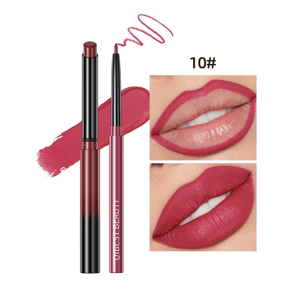 Matte Natural Lip Liner Pencil — Waterproof Long - Lasting Contour Lipstick Pen in 12 Shades for Women - Mzunye