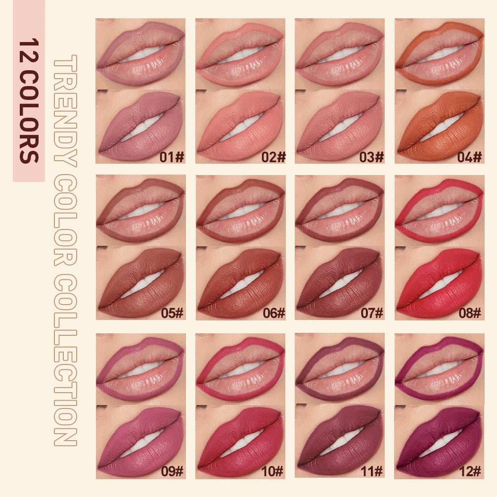 Matte Natural Lip Liner Pencil — Waterproof Long - Lasting Contour Lipstick Pen in 12 Shades for Women - Mzunye