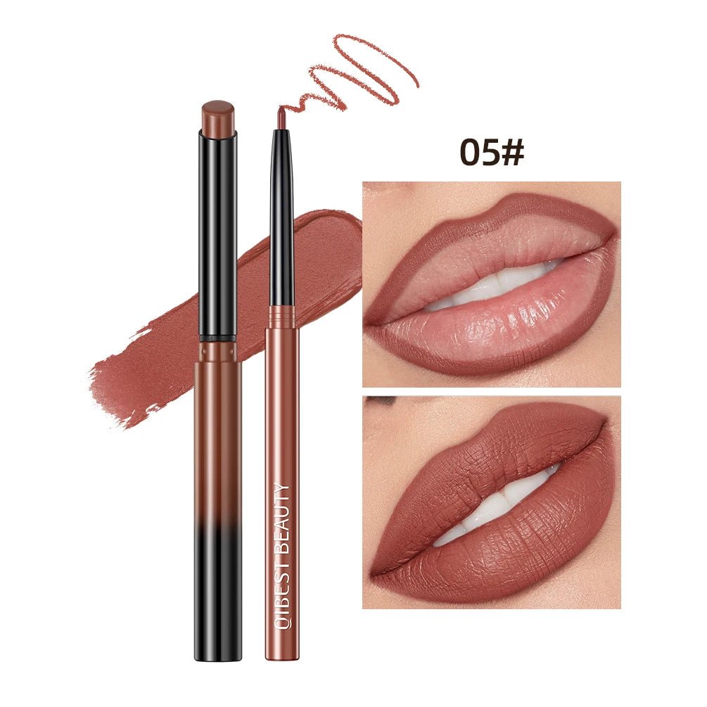 Matte Natural Lip Liner Pencil — Waterproof Long - Lasting Contour Lipstick Pen in 12 Shades for Women - Mzunye
