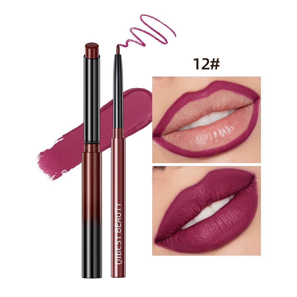 Matte Natural Lip Liner Pencil — Waterproof Long - Lasting Contour Lipstick Pen in 12 Shades for Women - Mzunye