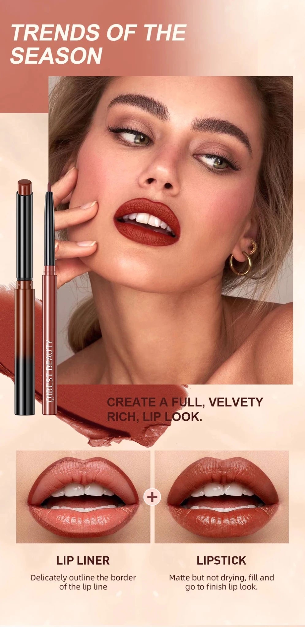 Matte Natural Lip Liner Pencil — Waterproof Long - Lasting Contour Lipstick Pen in 12 Shades for Women - Mzunye