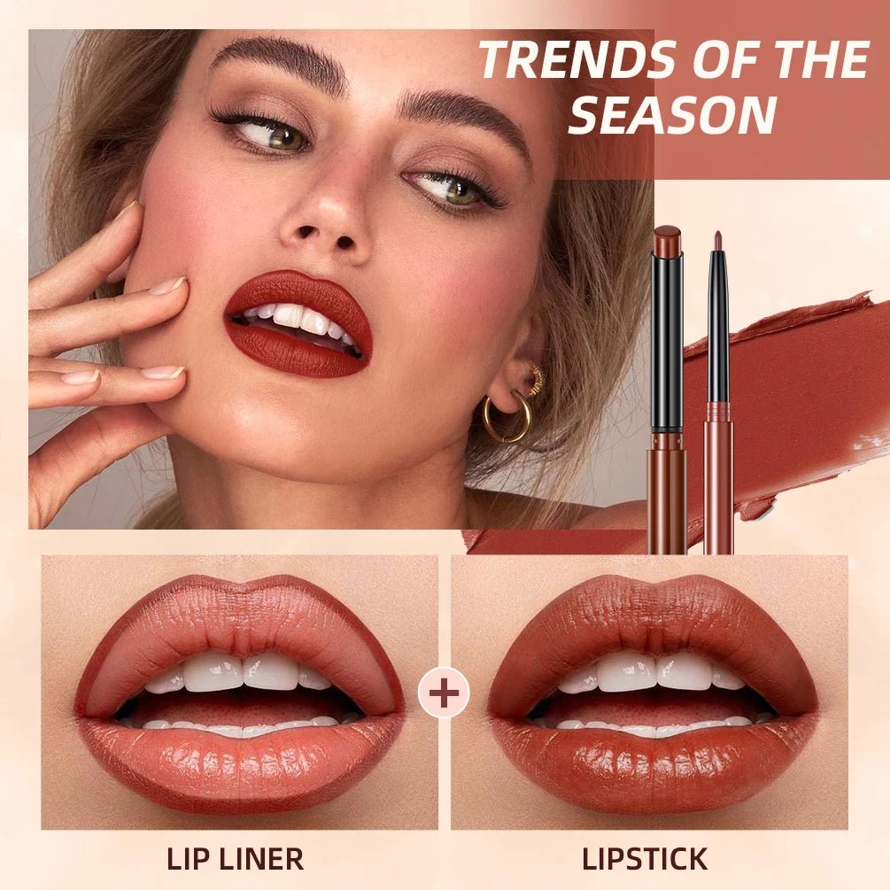 Matte Natural Lip Liner Pencil — Waterproof Long - Lasting Contour Lipstick Pen in 12 Shades for Women - Mzunye