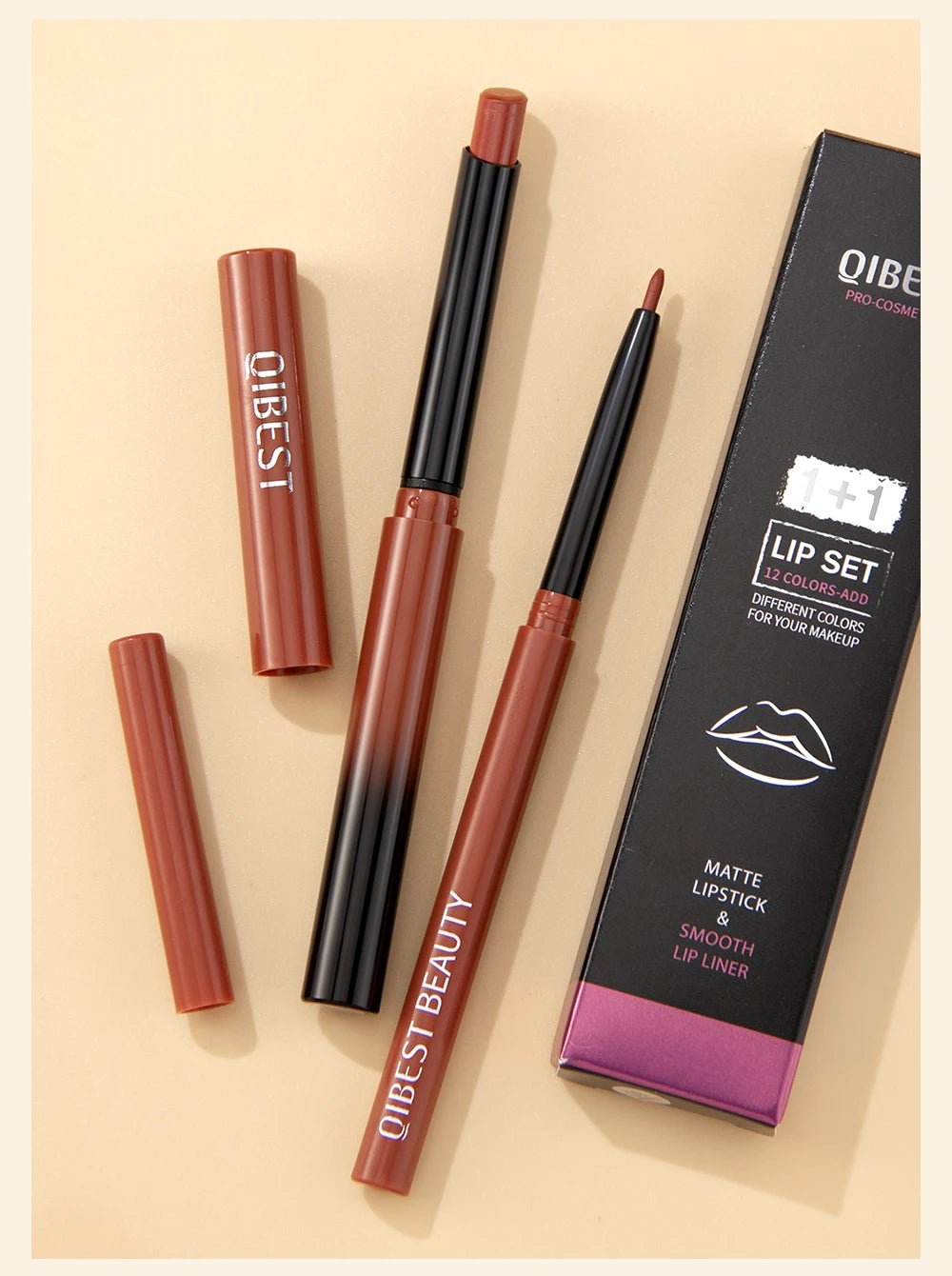 Matte Natural Lip Liner Pencil — Waterproof Long - Lasting Contour Lipstick Pen in 12 Shades for Women - Mzunye