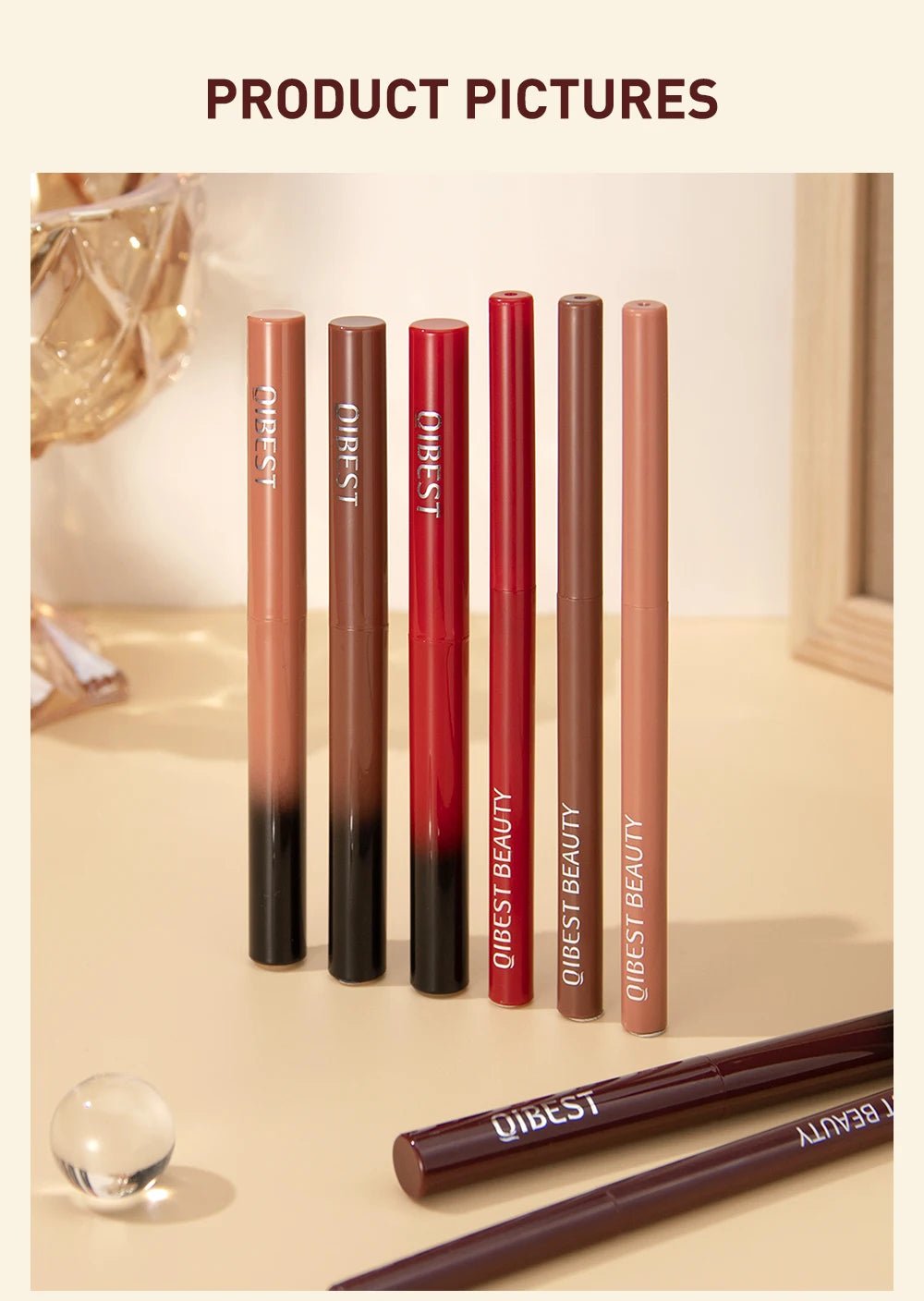 Matte Natural Lip Liner Pencil — Waterproof Long - Lasting Contour Lipstick Pen in 12 Shades for Women - Mzunye