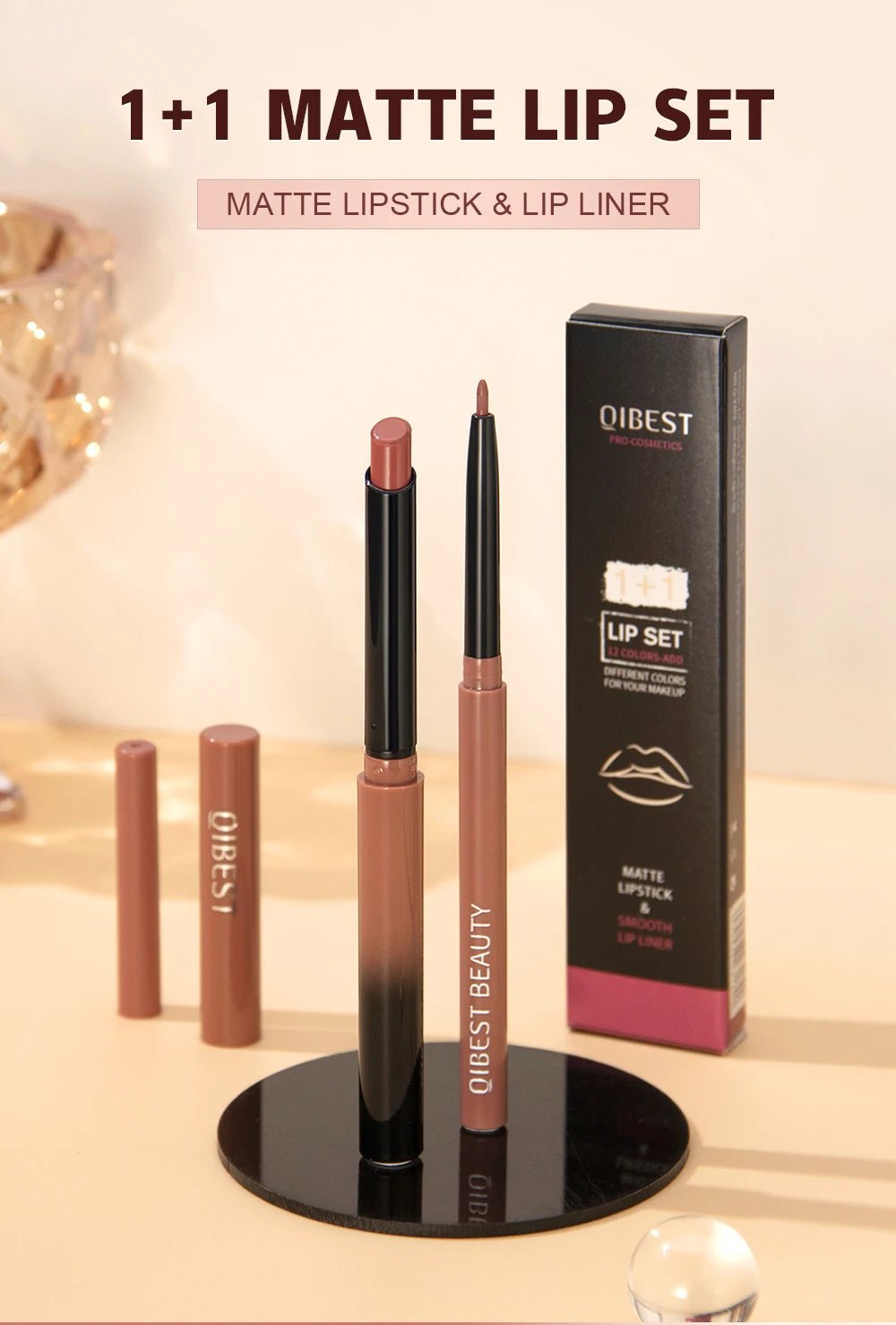 Matte Natural Lip Liner Pencil — Waterproof Long - Lasting Contour Lipstick Pen in 12 Shades for Women - Mzunye