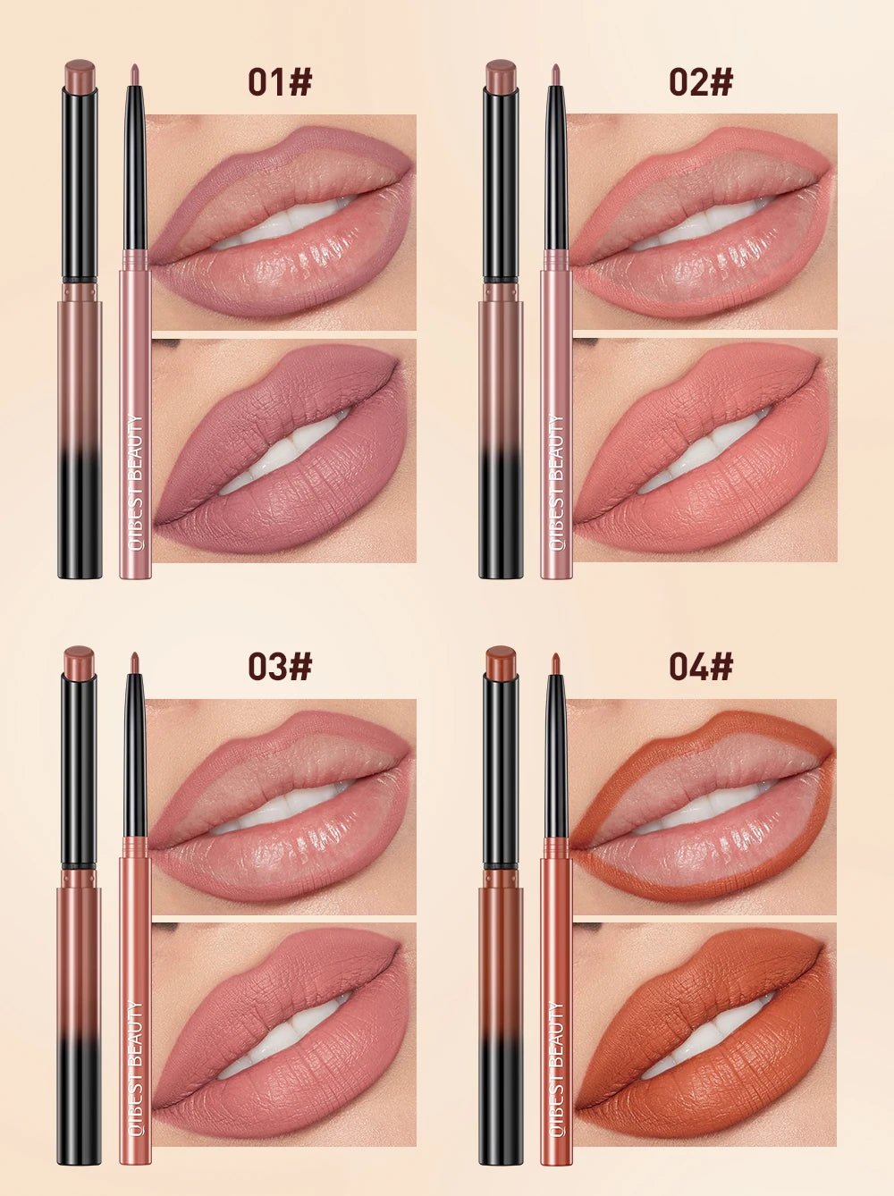 Matte Natural Lip Liner Pencil — Waterproof Long - Lasting Contour Lipstick Pen in 12 Shades for Women - Mzunye