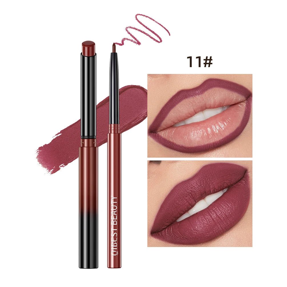 Matte Natural Lip Liner Pencil — Waterproof Long - Lasting Contour Lipstick Pen in 12 Shades for Women - Mzunye