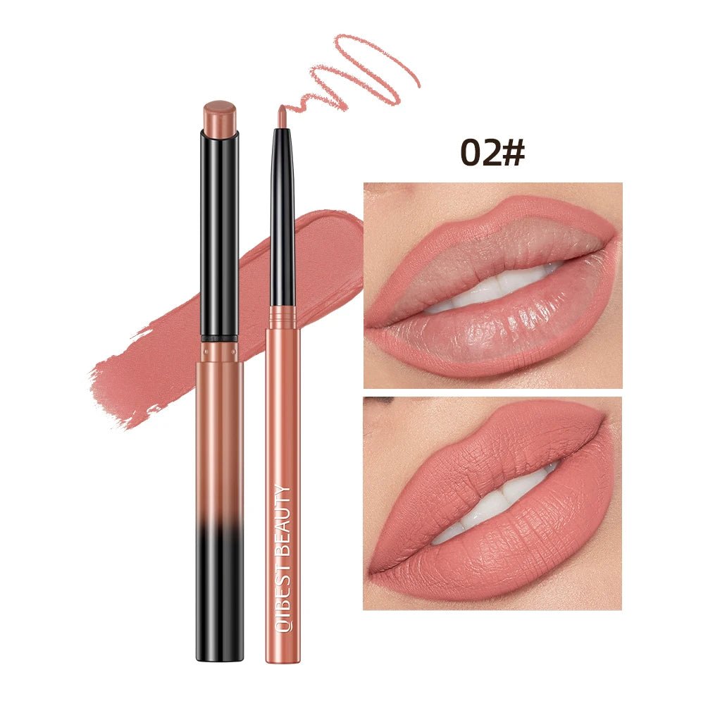 Matte Natural Lip Liner Pencil — Waterproof Long - Lasting Contour Lipstick Pen in 12 Shades for Women - Mzunye