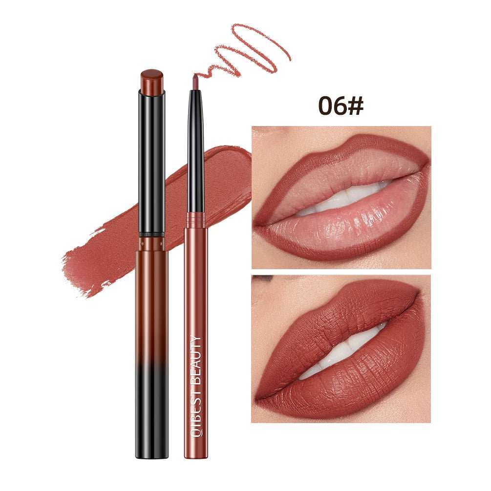 Matte Natural Lip Liner Pencil — Waterproof Long - Lasting Contour Lipstick Pen in 12 Shades for Women - Mzunye