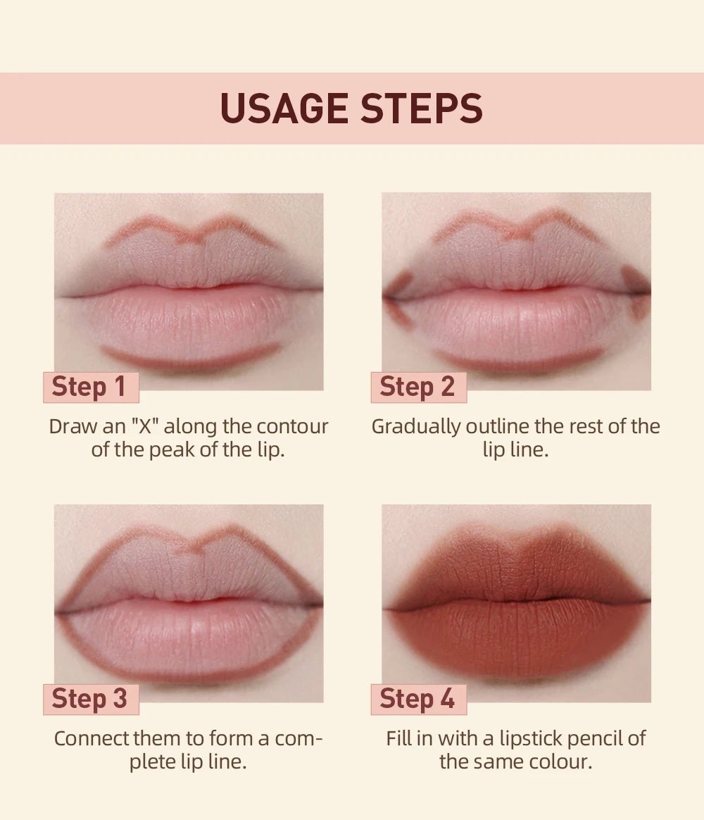 Matte Natural Lip Liner Pencil — Waterproof Long - Lasting Contour Lipstick Pen in 12 Shades for Women - Mzunye