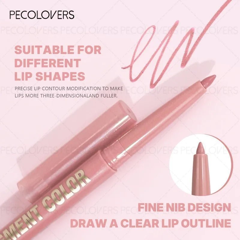 Multi - Color Solid Lip Liner — Charming Full Lip Contour Pencil in 6 Shades Non - Drying Formula - Mzunye