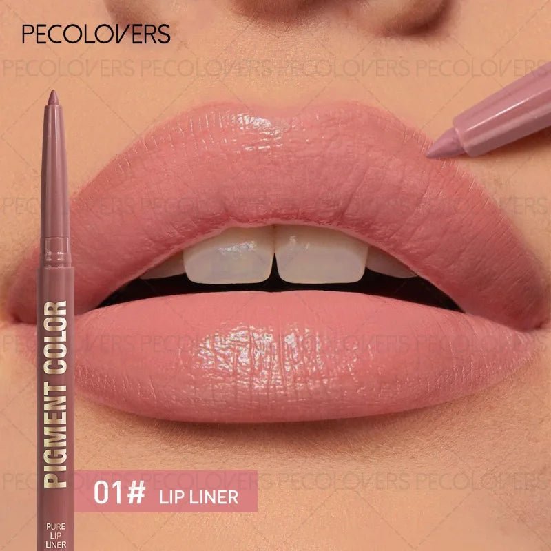 Multi - Color Solid Lip Liner — Charming Full Lip Contour Pencil in 6 Shades Non - Drying Formula - Mzunye