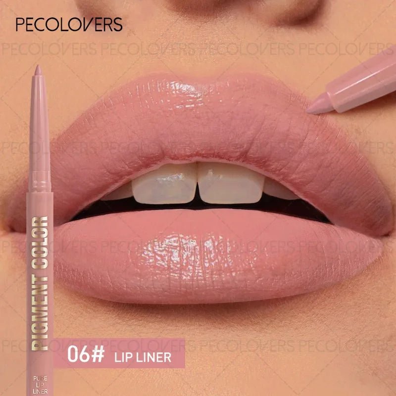 Multi - Color Solid Lip Liner — Charming Full Lip Contour Pencil in 6 Shades Non - Drying Formula - Mzunye